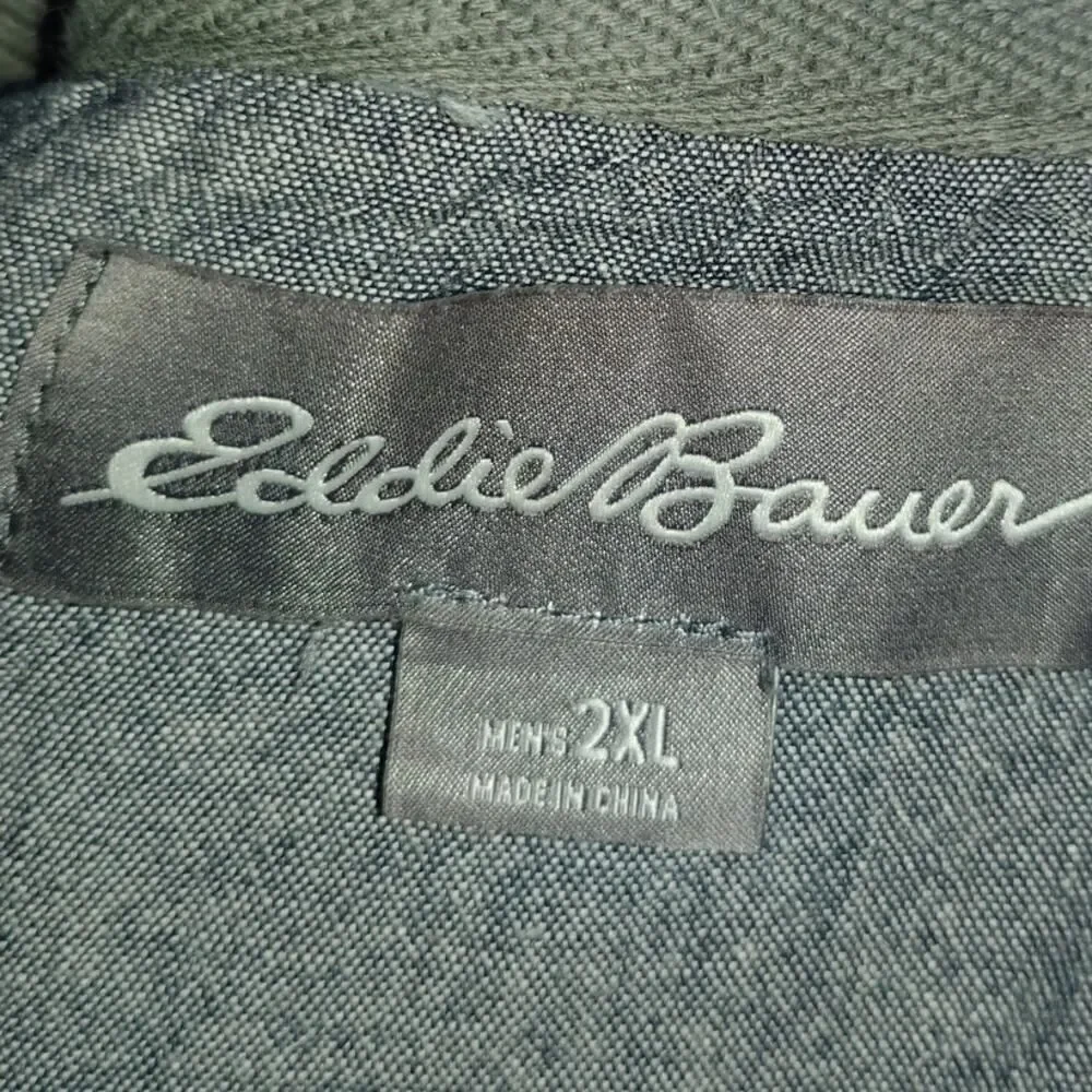 Eddie Bauer Men's Olive Green 1/2 Zip Pullover Sweater - 2XL